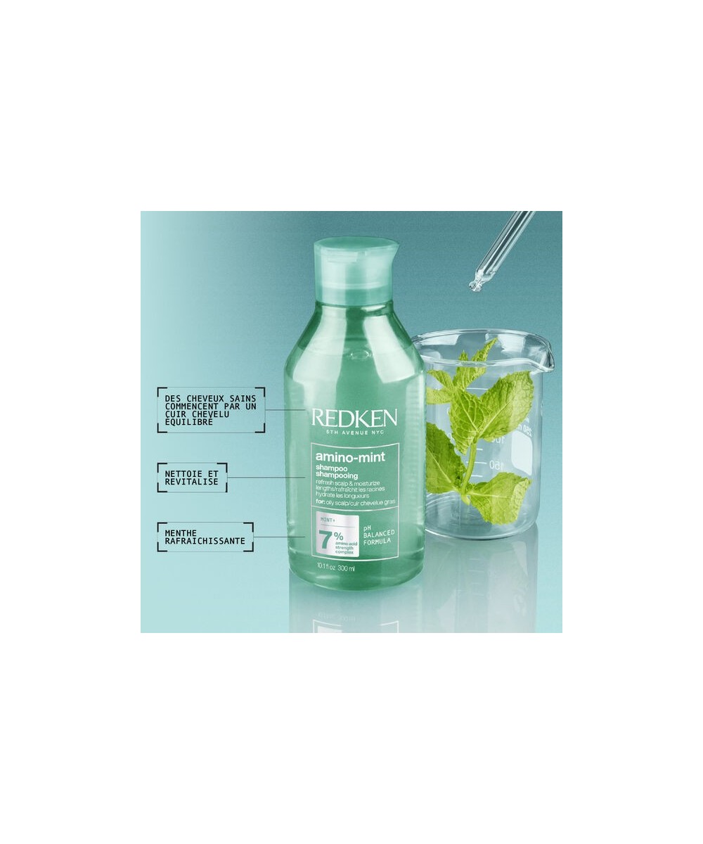 Redken Amino Mint Shampoing - Purifiant pour  racines grasses pointes sèches 300ml