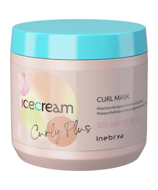 INEBRYA ICE CREAM CURLY PLUS  MASQUE HYDRATANT POUR CHEVEUX BOUCLÉS, BOUGÉS ET PERMANENTS 500 ML Produit pour cheveux