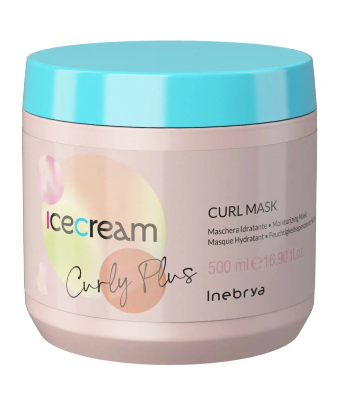 INEBRYA ICE CREAM CURLY PLUS  MASQUE HYDRATANT POUR CHEVEUX BOUCLÉS, BOUGÉS ET PERMANENTS 500 ML Produit pour cheveux