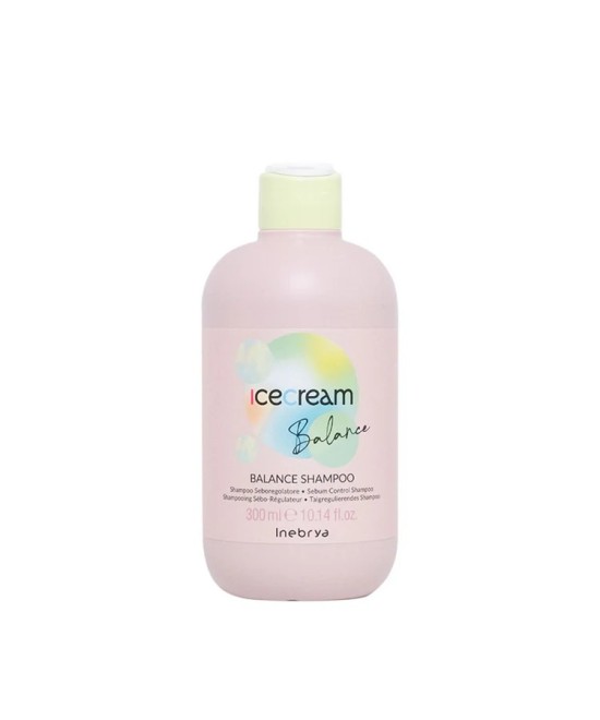 INEBRYA ICE CREAM BALANCE BALANCE SHAMPOO  SHAMPOING SÉBO-RÉGULATEUR POUR PEAUX ET CHEVEUX GRAS 300 ML Produit pour cheveux