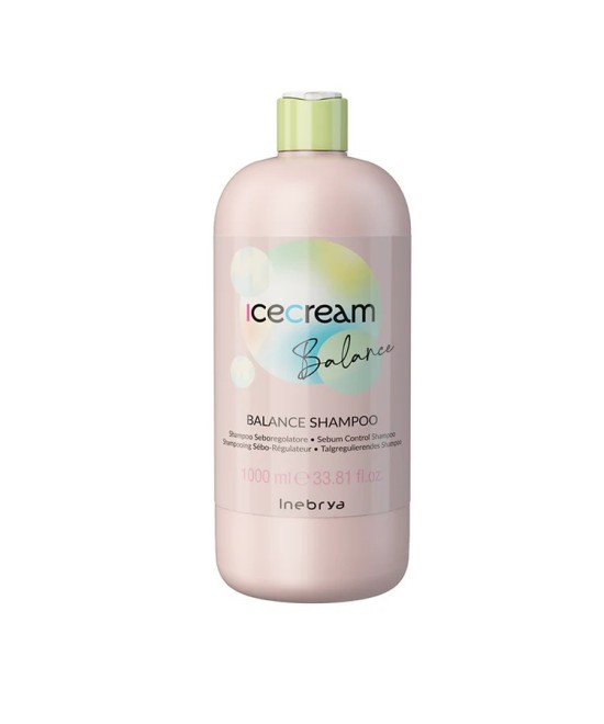 INEBRYA ICE CREAM BALANCE BALANCE SHAMPOO  SHAMPOING SÉBO-RÉGULATEUR POUR PEAUX ET CHEVEUX GRAS 1000 ML Produit pour cheveux