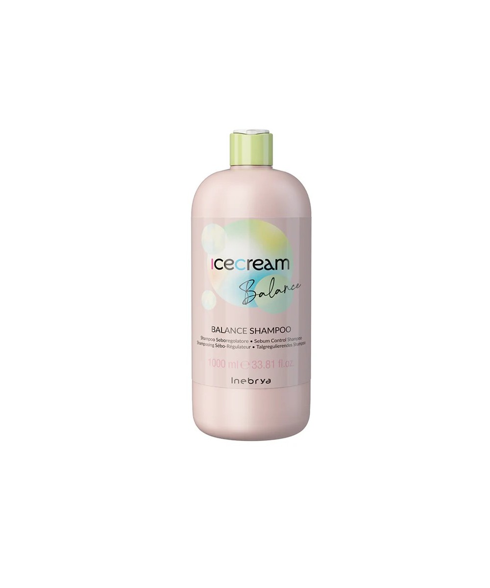 INEBRYA ICE CREAM BALANCE BALANCE SHAMPOO  SHAMPOING SÉBO-RÉGULATEUR POUR PEAUX ET CHEVEUX GRAS 1000 ML Produit pour cheveux