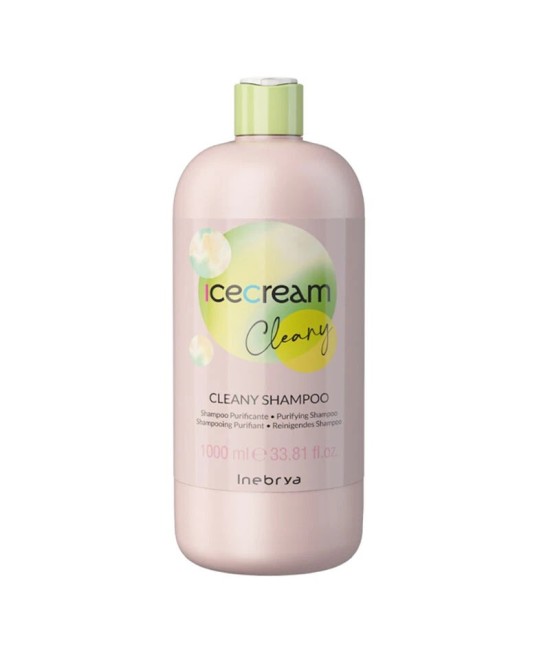 INEBRYA ICE CREAM CLEANY CLEANY SHAMPOO  SHAMPOOING PURIFIANT IDÉAL POUR LES PEAUX SENSIBLES ET IMPURES 1000 ML
