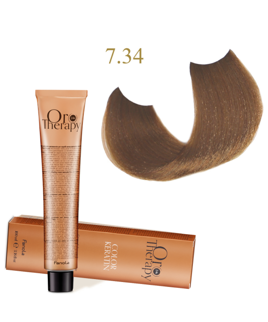 FANOLA OROTHERAPY  7.34 - BLONDE COPPER GOLDEN CRÈME COLORANTE PERMANENT SANS AMMONIAQUE 100 ML Produit pour cheveux