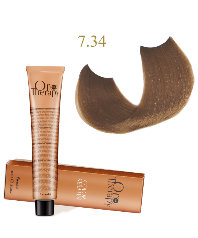 FANOLA OROTHERAPY  7.34 - BLONDE COPPER GOLDEN CRÈME COLORANTE PERMANENT SANS AMMONIAQUE 100 ML Produit pour cheveux
