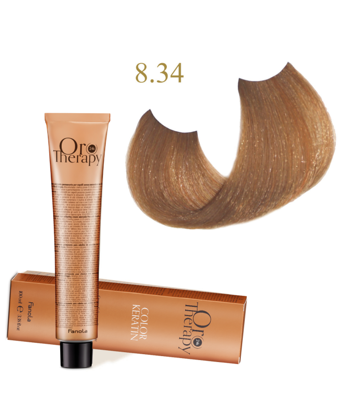 FANOLA OROTHERAPY  8.34 - LIGHT BLONDE GOLDEN COPPER CRÈME COLORANTE PERMANENT SANS AMMONIAQUE 100 ML Produit pour cheveux