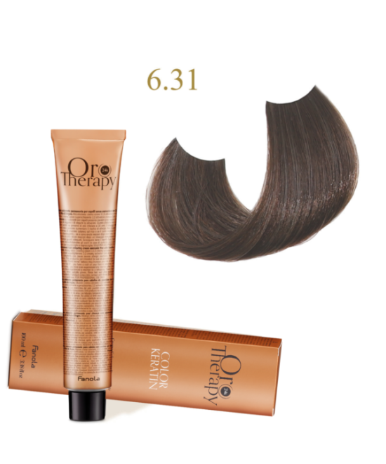 FANOLA OROTHERAPY  6.31 - DARK BLONDE SANDY CRÈME COLORANTE PERMANENT SANS AMMONIAQUE 100 ML Produit pour cheveux