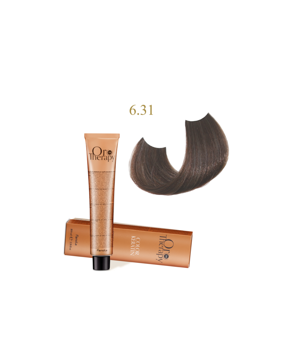 FANOLA OROTHERAPY  6.31 - DARK BLONDE SANDY CRÈME COLORANTE PERMANENT SANS AMMONIAQUE 100 ML Produit pour cheveux