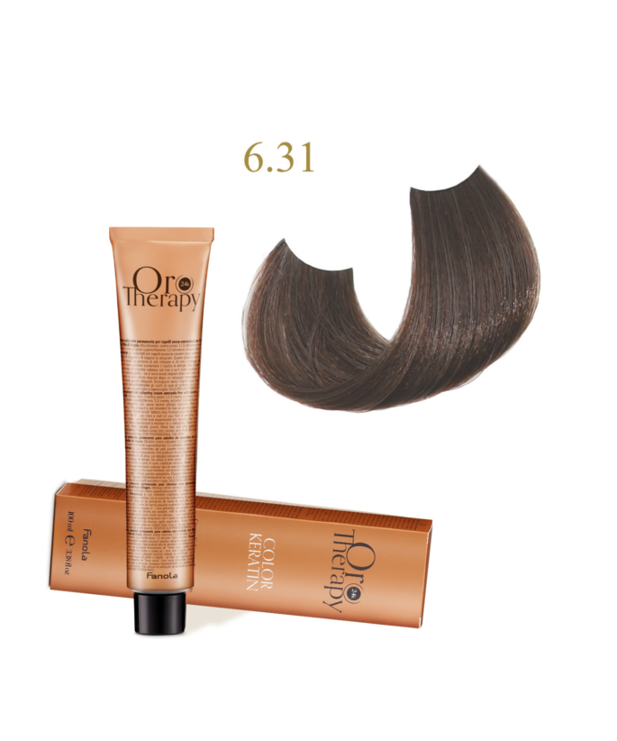 FANOLA OROTHERAPY  6.31 - DARK BLONDE SANDY CRÈME COLORANTE PERMANENT SANS AMMONIAQUE 100 ML Produit pour cheveux