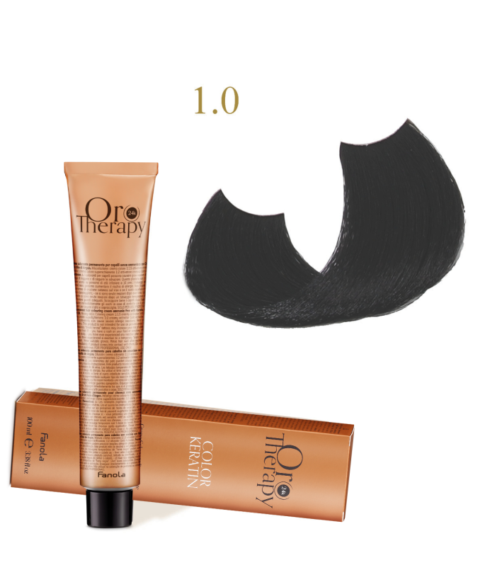 FANOLA OROTHERAPY  1.0- BLACK CRÈME COLORANTE PERMANENT SANS AMMONIAQUE 100 ML Produit pour cheveux