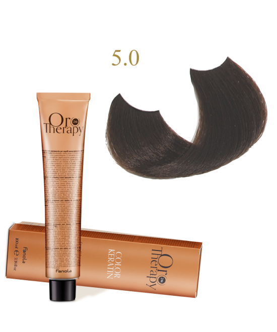 FANOLA OROTHERAPY  5.0- LIGHT CHESTNUT CRÈME COLORANTE PERMANENT SANS AMMONIAQUE 100 ML Produit pour cheveux