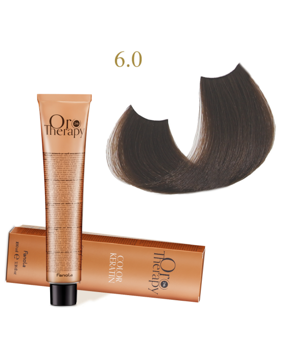 FANOLA OROTHERAPY  6.0 DARK BLONDE CRÈME COLORANTE PERMANENT SANS AMMONIAQUE 100 ML Produit pour cheveux