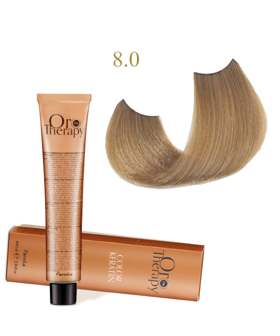 FANOLA OROTHERAPY  8.0 - LIGHT BLONDE CRÈME COLORANTE PERMANENT SANS AMMONIAQUE 100 ML Produit pour cheveux