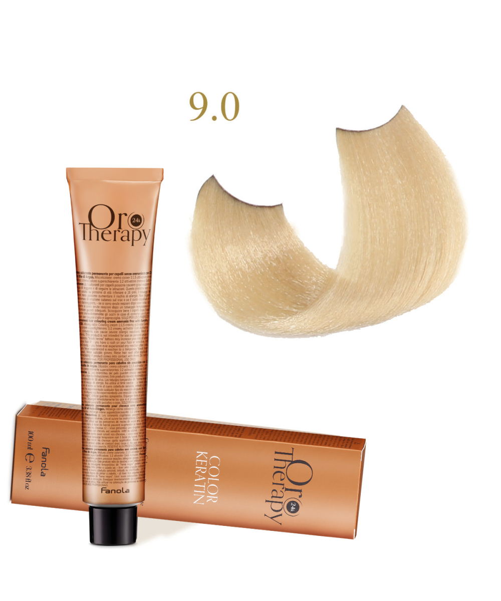 FANOLA OROTHERAPY  9.0 - VERY LIGHT BLONDE CRÈME COLORANTE PERMANENT SANS AMMONIAQUE 100 ML Produit pour cheveux