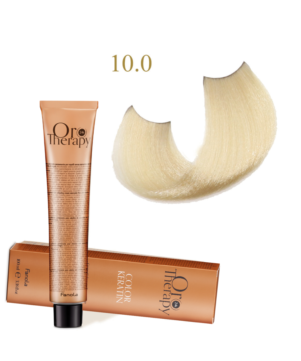 FANOLA OROTHERAPY  10.0 - BLONDE PLATINUM CRÈME COLORANTE PERMANENT SANS AMMONIAQUE 100 ML Produit pour cheveux