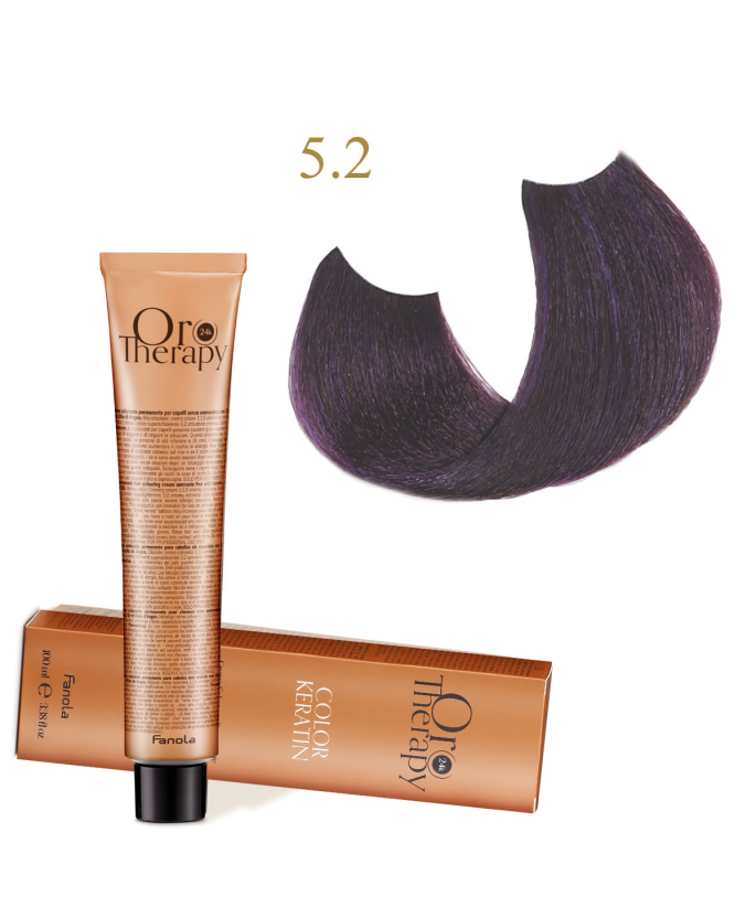 FANOLA OROTHERAPY  5.2 - LIGHT CHESTNUT VIOLET CRÈME COLORANTE PERMANENT SANS AMMONIAQUE 100 ML Produit pour cheveux