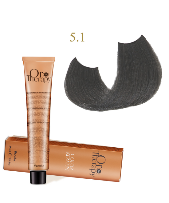 FANOLA OROTHERAPY  5.1 - LIGHT CHESTNUT ASH CRÈME COLORANTE PERMANENT SANS AMMONIAQUE 100 ML Produit pour cheveux