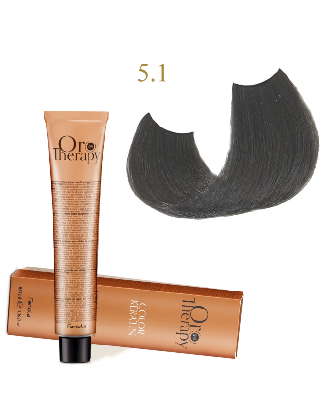 FANOLA OROTHERAPY  5.1 - LIGHT CHESTNUT ASH CRÈME COLORANTE PERMANENT SANS AMMONIAQUE 100 ML Produit pour cheveux