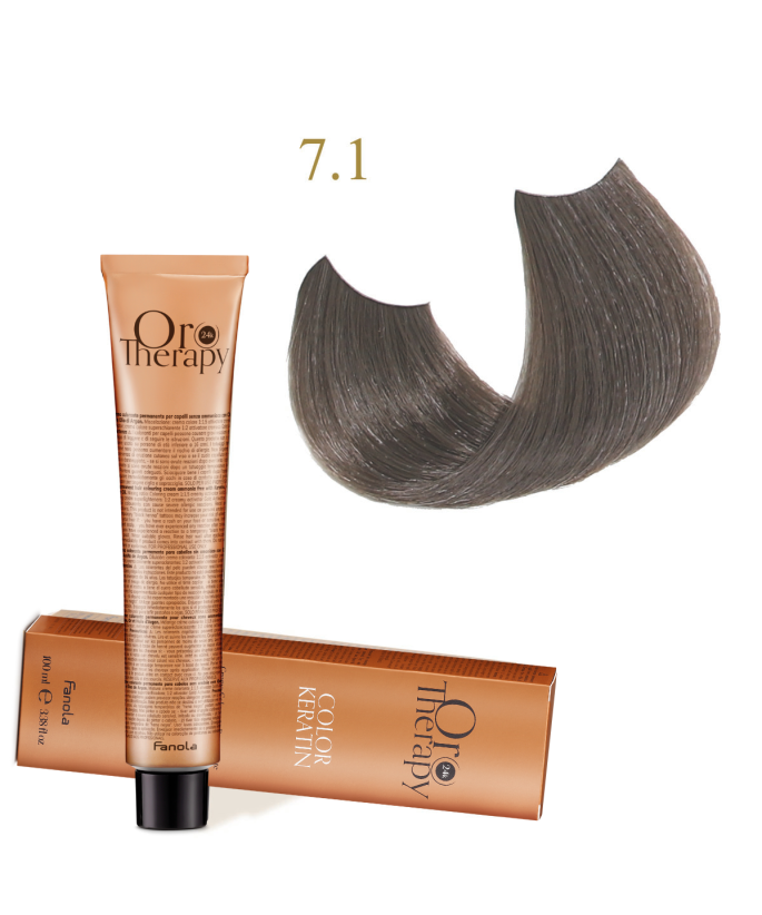FANOLA OROTHERAPY  7.1 - MEDIUM BLONDE ASH CRÈME COLORANTE PERMANENT SANS AMMONIAQUE 100 ML Produit pour cheveux