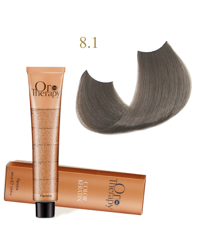 FANOLA OROTHERAPY  8.1 - LIGHT BLONDE ASH CRÈME COLORANTE PERMANENT SANS AMMONIAQUE 100 ML Produit pour cheveux