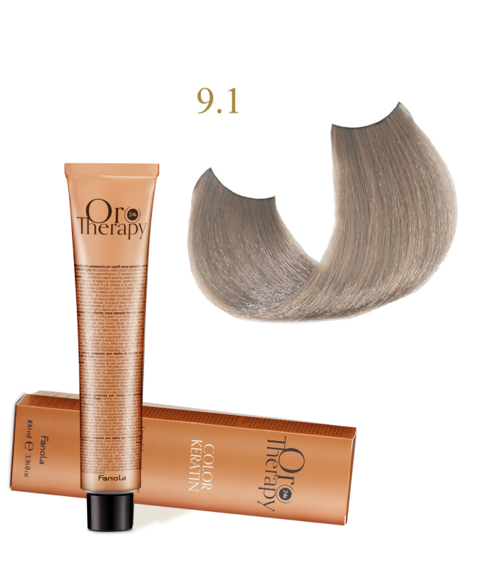 FANOLA OROTHERAPY  9.1 - VERY LIGHT BLONDE ASH CRÈME COLORANTE PERMANENT SANS AMMONIAQUE 100 ML Produit pour cheveux