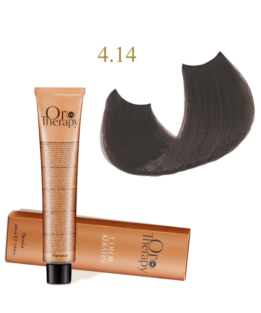FANOLA OROTHERAPY  4.14 - COCOA CRÈME COLORANTE PERMANENT SANS AMMONIAQUE 100 ML Produit pour cheveux