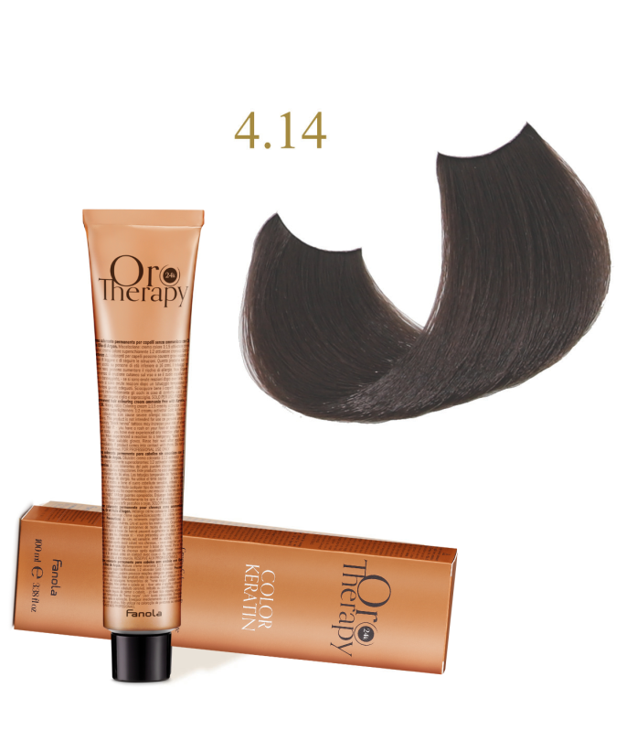 FANOLA OROTHERAPY  4.14 - COCOA CRÈME COLORANTE PERMANENT SANS AMMONIAQUE 100 ML Produit pour cheveux