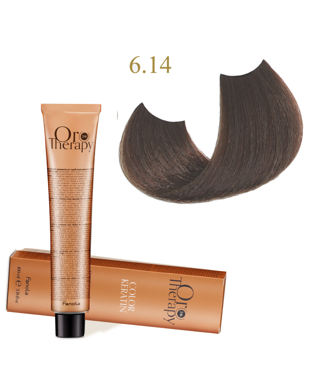 FANOLA OROTHERAPY  6.14 - BITTER CHOCOLATE CRÈME COLORANTE PERMANENT SANS AMMONIAQUE 100 ML Produit pour cheveux