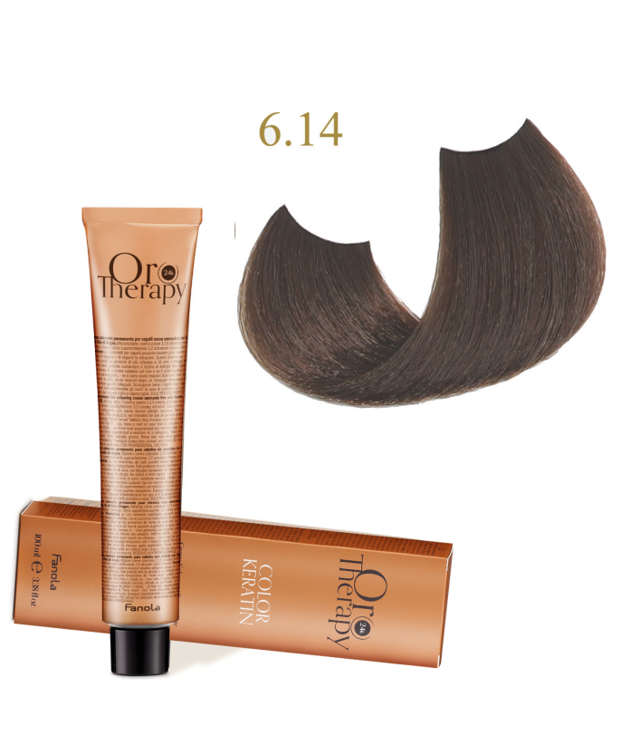 FANOLA OROTHERAPY  6.14 - BITTER CHOCOLATE CRÈME COLORANTE PERMANENT SANS AMMONIAQUE 100 ML Produit pour cheveux