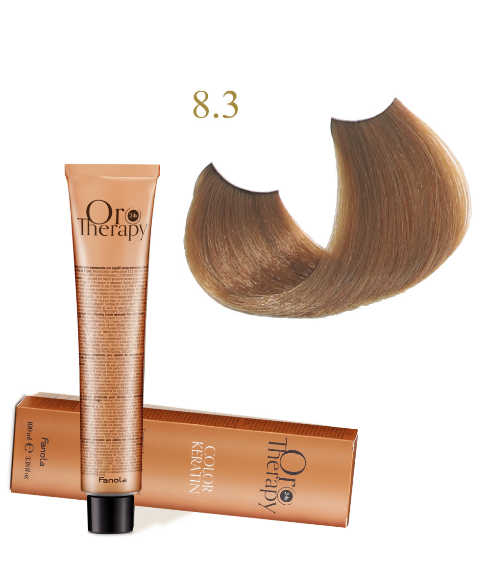 FANOLA OROTHERAPY  8.3 - LIGHT BLONDE GOLDEN CRÈME COLORANTE PERMANENT SANS AMMONIAQUE 100 ML Produit pour cheveux