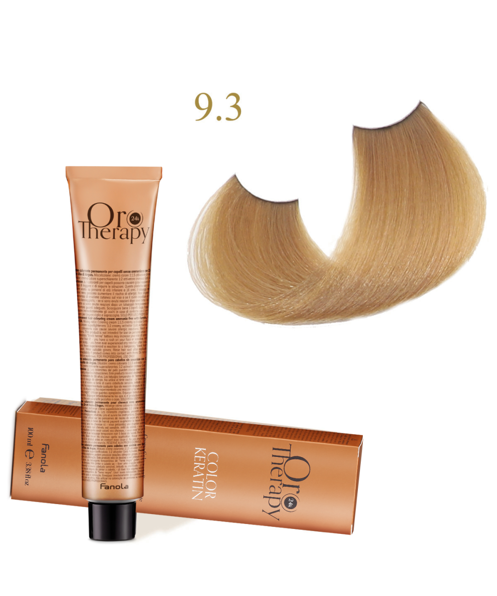 FANOLA OROTHERAPY  9.3 - VERY LIGHT BLONDE GOLDEN CRÈME COLORANTE PERMANENT SANS AMMONIAQUE 100 ML Produit pour cheveux