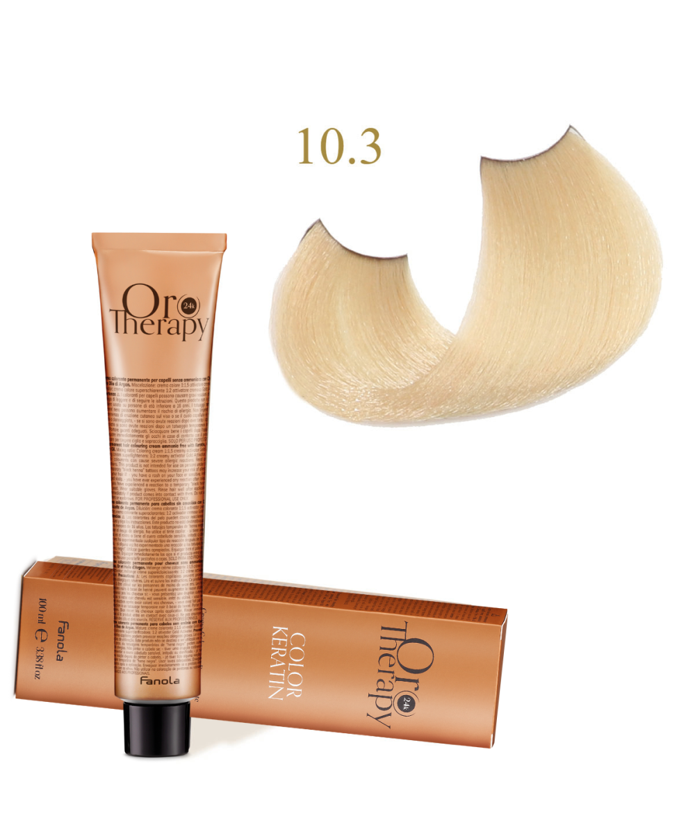 FANOLA OROTHERAPY  10.3 - BLONDE PLATINUM GOLDEN CRÈME COLORANTE PERMANENT SANS AMMONIAQUE 100 ML Produit pour cheveux