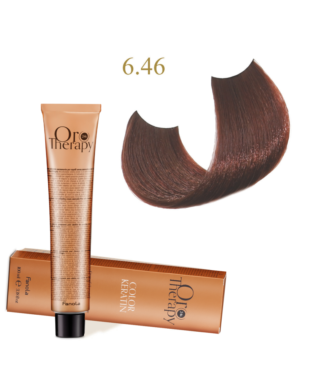 FANOLA OROTHERAPY  6.46 - DARK BLONDE COPPER RED CRÈME COLORANTE PERMANENT SANS AMMONIAQUE 100 ML Produit pour cheveux