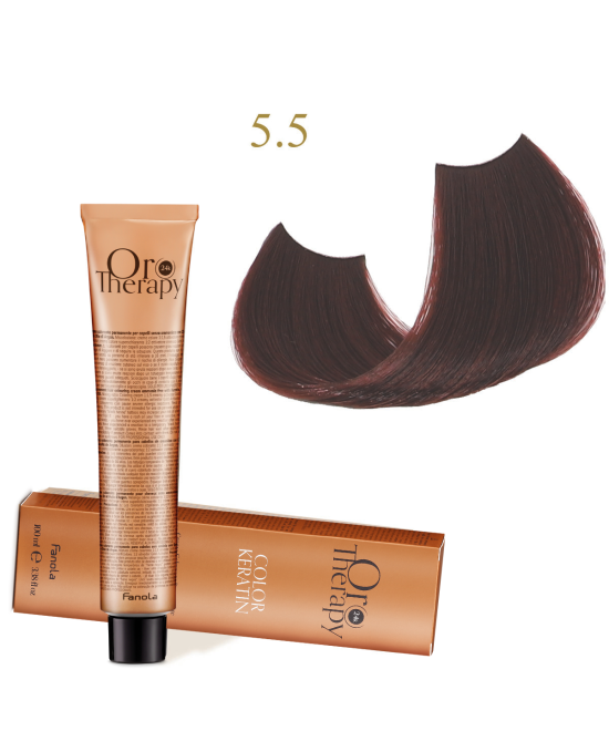 FANOLA OROTHERAPY  5.5 - LIGHT CHESTNUT MAHOGANY CRÈME COLORANTE PERMANENT SANS AMMONIAQUE 100 ML Produit pour cheveux