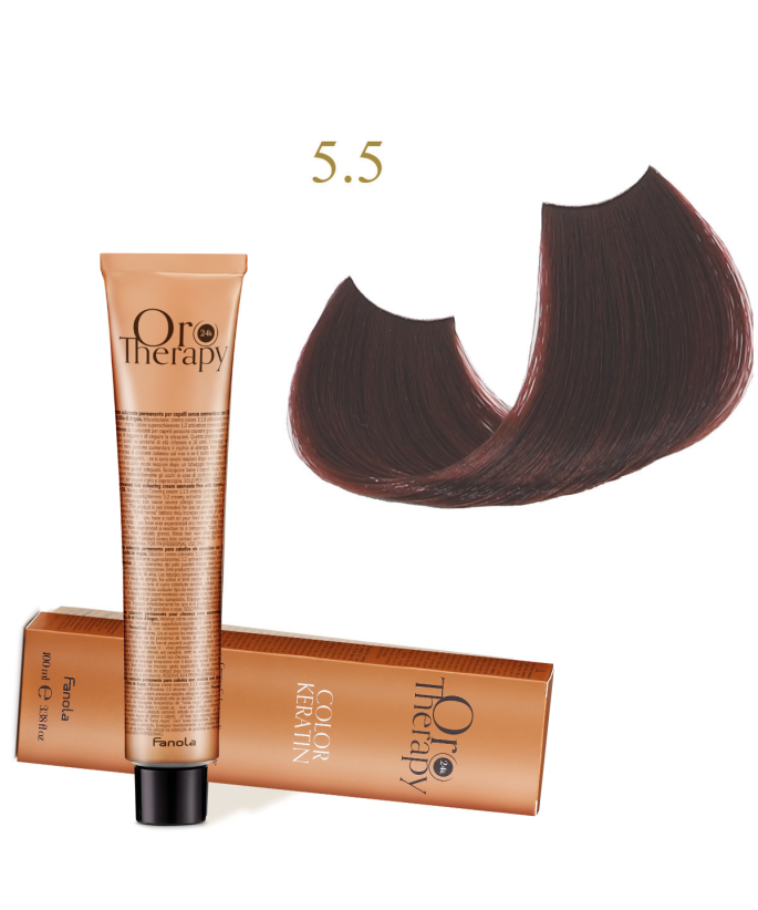 FANOLA OROTHERAPY  5.5 - LIGHT CHESTNUT MAHOGANY CRÈME COLORANTE PERMANENT SANS AMMONIAQUE 100 ML Produit pour cheveux