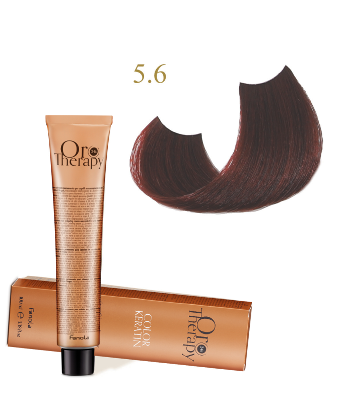 FANOLA OROTHERAPY  5.6 - LIGHT CHESTNUT RED CRÈME COLORANTE PERMANENT SANS AMMONIAQUE 100 ML Produit pour cheveux