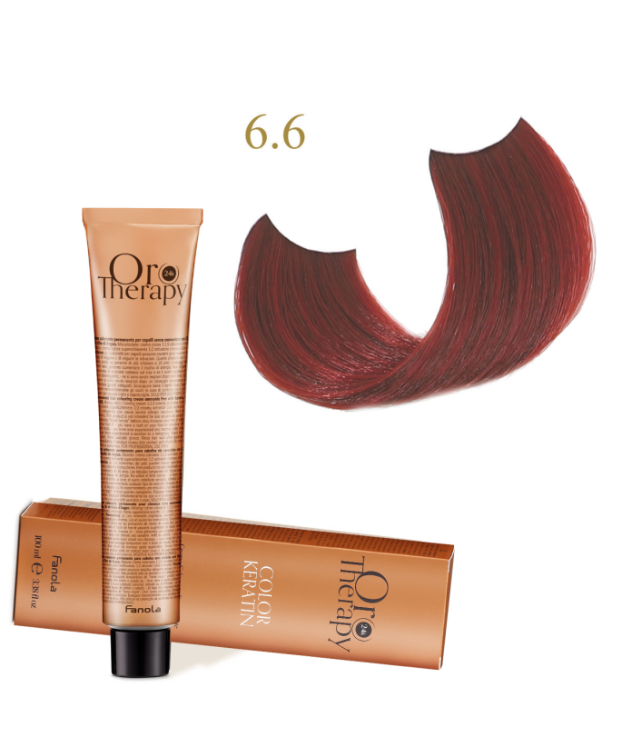 FANOLA OROTHERAPY  6.6 - DARK BLONDE RED CRÈME COLORANTE PERMANENT SANS AMMONIAQUE 100 ML Produit pour cheveux