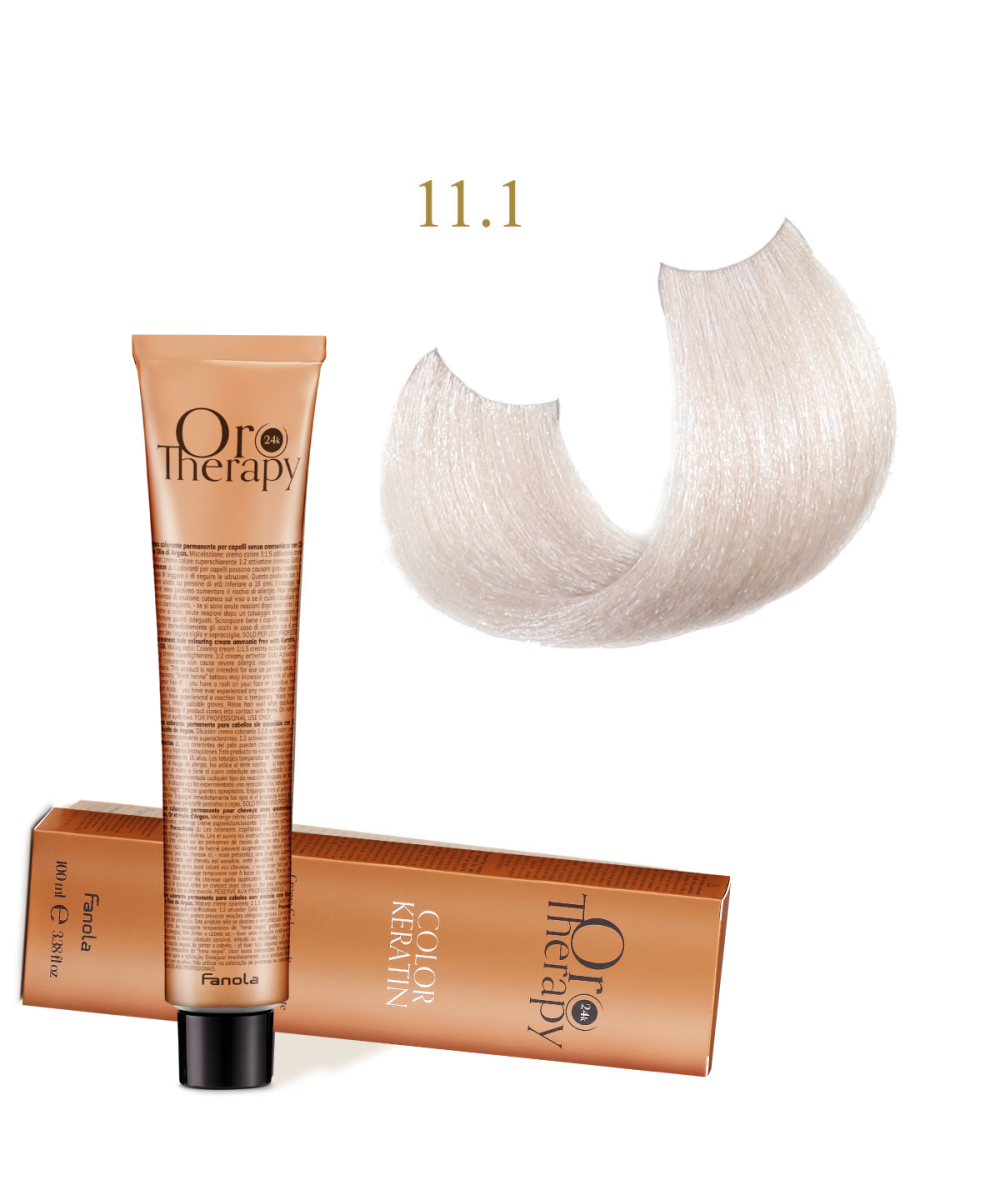 FANOLA OROTHERAPY  11.1 - SUPERLIGHT BLONDE PLATINUM ASH CRÈME COLORANTE PERMANENT SANS AMMONIAQUE 100 ML Produit pour cheveux