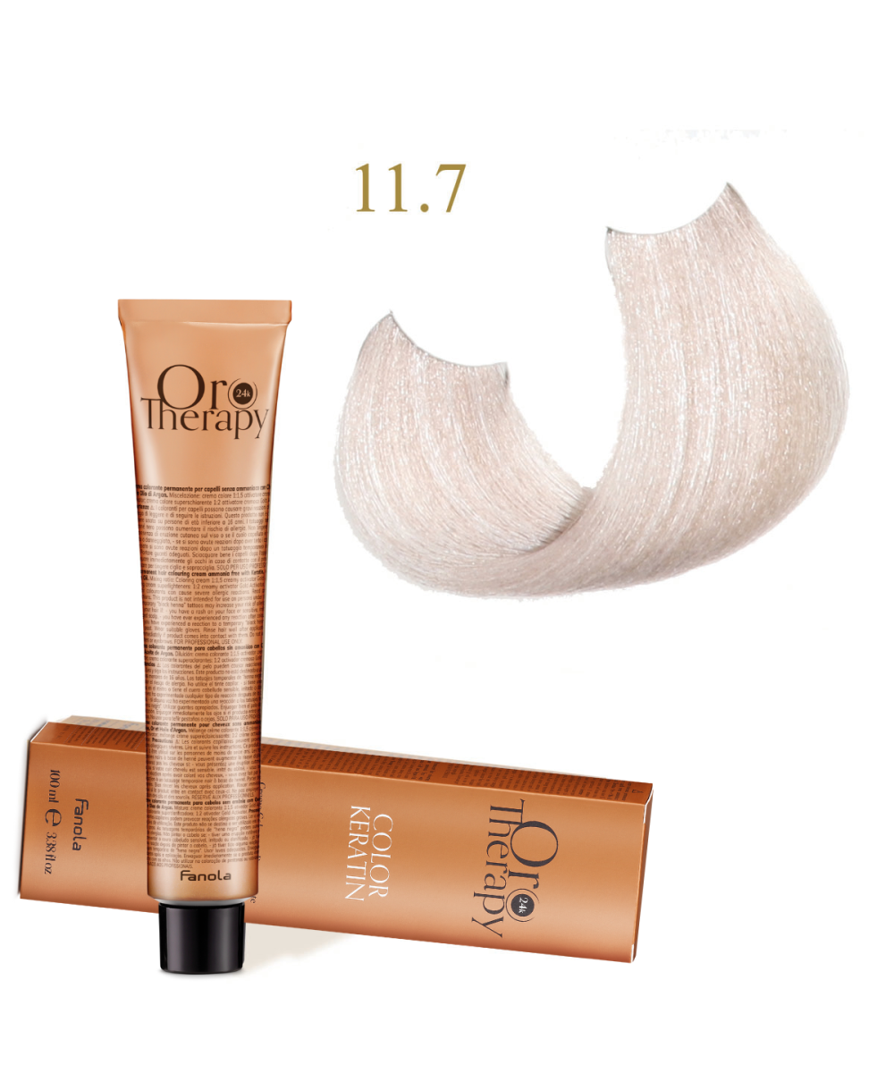 FANOLA OROTHERAPY  11.7 - SUPERLIGHT BLONDE PLATINUM IRIS CRÈME COLORANTE PERMANENT SANS AMMONIAQUE 100 ML Produit pour cheveux