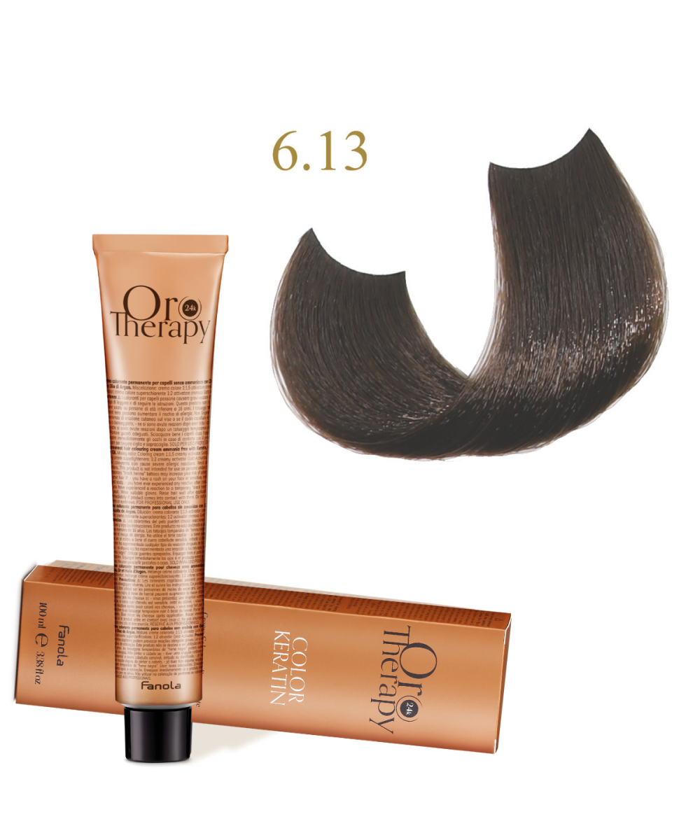 FANOLA OROTHERAPY  6.13 - DARK BLONDE BEIGE CRÈME COLORANTE PERMANENT SANS AMMONIAQUE 100 ML Produit pour cheveux