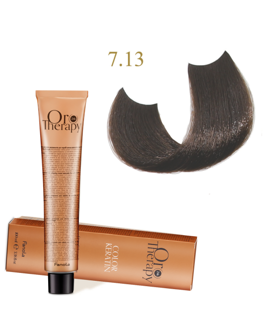 FANOLA OROTHERAPY  7.13 - MEDIUM BLONDE BEIGE CRÈME COLORANTE PERMANENT SANS AMMONIAQUE 100 ML Produit pour cheveux