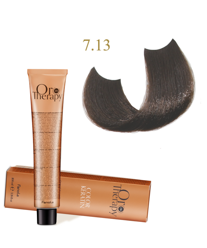 FANOLA OROTHERAPY  7.13 - MEDIUM BLONDE BEIGE CRÈME COLORANTE PERMANENT SANS AMMONIAQUE 100 ML Produit pour cheveux