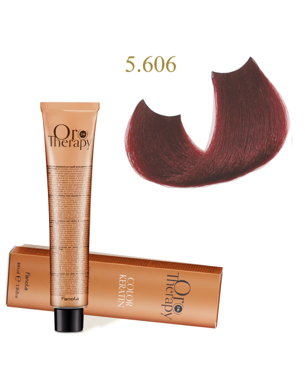 FANOLA OROTHERAPY  KERATIN ORO PURO 5.606 - CRÈME COLORANTE PERMANENT SANS AMMONIAQUE 100 ML Produit pour cheveux