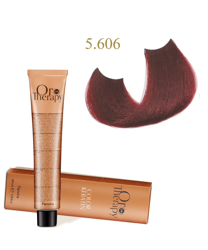 FANOLA OROTHERAPY  KERATIN ORO PURO 5.606 - CRÈME COLORANTE PERMANENT SANS AMMONIAQUE 100 ML Produit pour cheveux