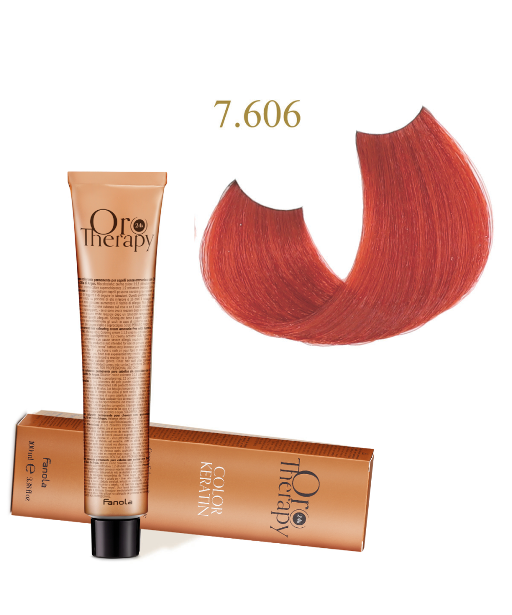FANOLA OROTHERAPY  KERATIN ORO PURO 7.606 - CRÈME COLORANTE PERMANENT SANS AMMONIAQUE 100 ML Produit pour cheveux