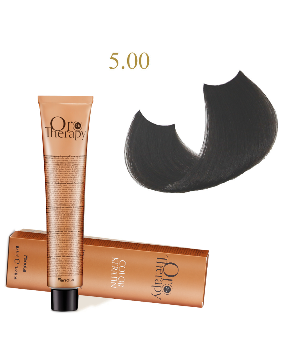 FANOLA OROTHERAPY  5.00 - INTENSE LIGHT CHESTNUT CRÈME COLORANTE PERMANENT SANS AMMONIAQUE 100 ML Produit pour cheveux