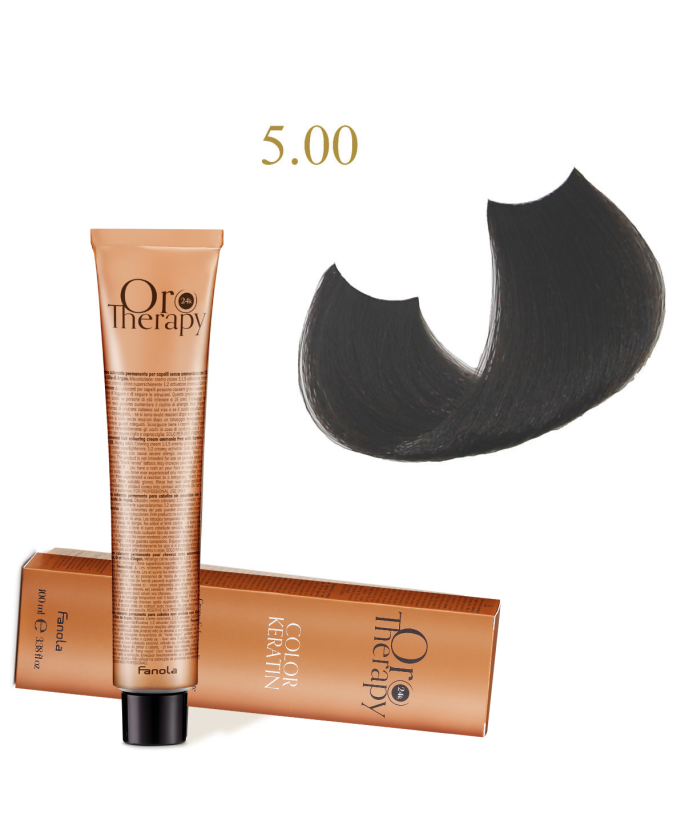 FANOLA OROTHERAPY  5.00 - INTENSE LIGHT CHESTNUT CRÈME COLORANTE PERMANENT SANS AMMONIAQUE 100 ML Produit pour cheveux