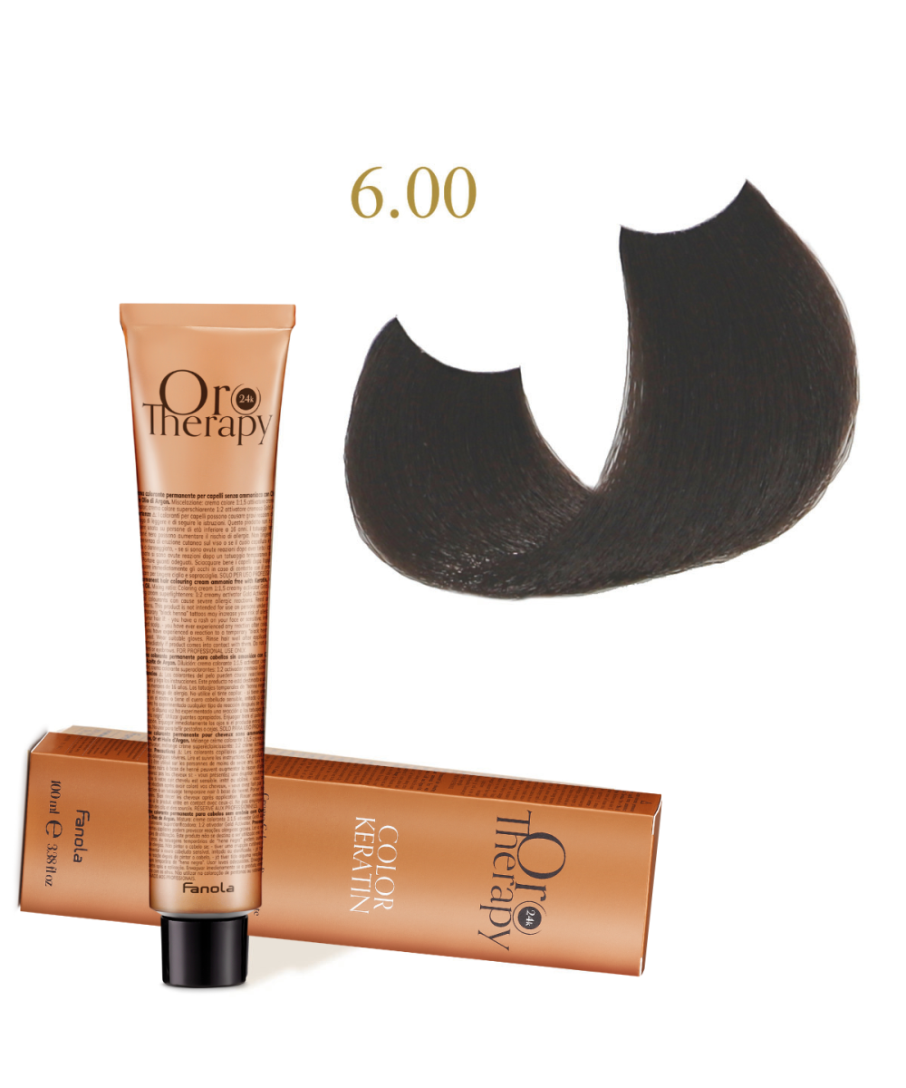FANOLA OROTHERAPY  6.00 - INTENSE DARK BLONDE CRÈME COLORANTE PERMANENT SANS AMMONIAQUE 100 ML Produit pour cheveux