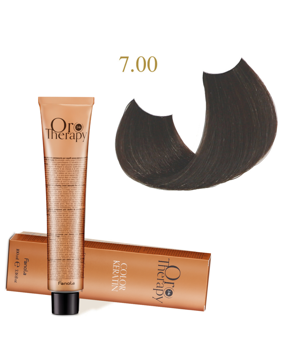 FANOLA OROTHERAPY  7.00 - INTENSE BLONDE CRÈME COLORANTE PERMANENT SANS AMMONIAQUE 100 ML Produit pour cheveux