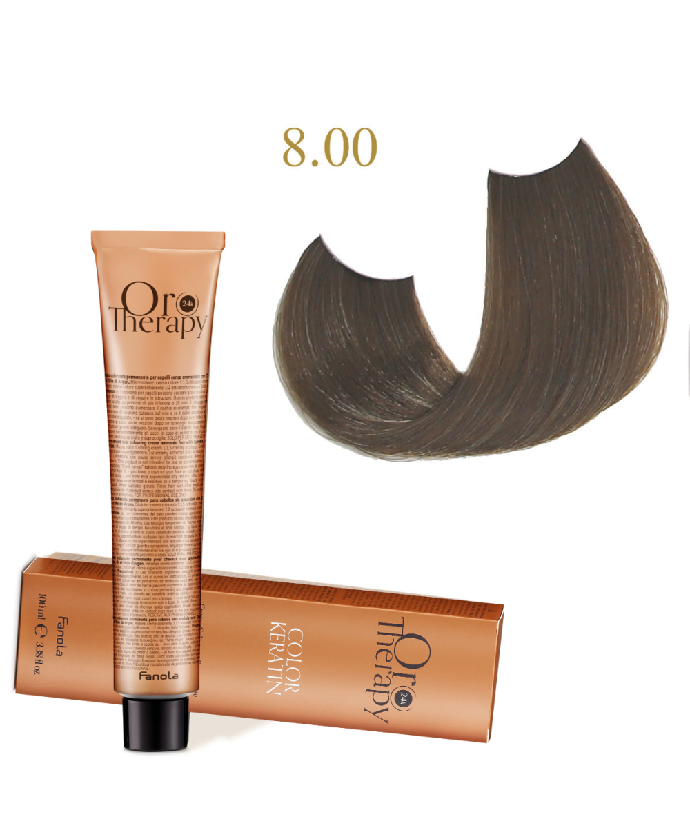 FANOLA OROTHERAPY  8.00 - INTENSE LIGHT BLONDE CRÈME COLORANTE PERMANENT SANS AMMONIAQUE 100 ML Produit pour cheveux